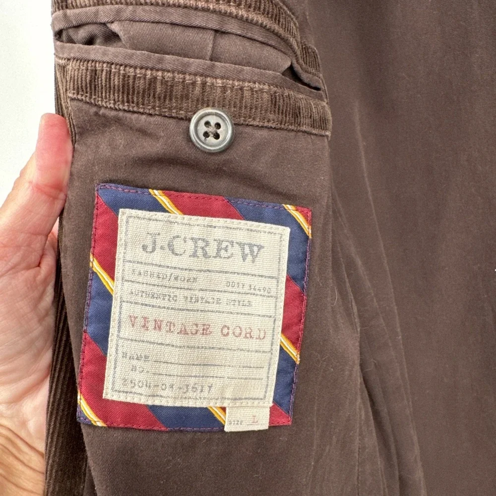 J. Crew Blazer Vintage Cord Mens Large Brown 100% Cotton Corduroy Sport Coat
